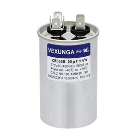 VEXUNGA 20uF 20 MFD 370VAC 440VAC 450VAC 50/60Hz CBB65 C65R Run Start Capacitor for AC Unit Fan Motor Start or Pool Pump or Air Condenser Straight Cool