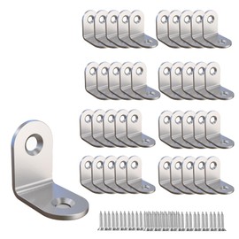 Corner Brace, L Bracket, Corner Bracket,Stainless Steel Brackets,Small Angle Brackets, Metal Iron Braces Brackets for Wood Aufuga (Silver_1x1x0.6inch_40pcs)