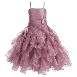 ekidsbridal Elegant Stunning Rhinestone Organza Pleated Ruffled Flower Girl Dress 164s 10