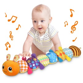 Baby Toys 0 to 12 Months, Musical Stuffed Animal Toys for 0-3-6-12 Months, Soft Sensory Toys with Crinkle and Rattles, Infant Tummy Time Toys Gifts for Newborn Boys Girls