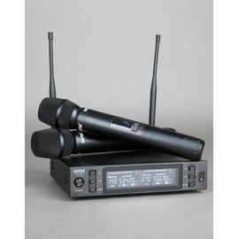 SGPRO Dual Wireless Microphone System - Metal Handheld Mics & Receiver, Adjustable UHF Channels 520-590 MHz Range, Antenna Diversity, Ideal for Professional Audio and Events
