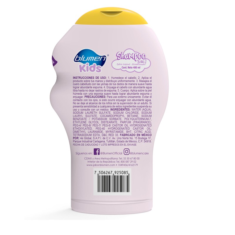 BLUMEN KIDS Shampoo 3en1 Unicornio 2D 400 ml