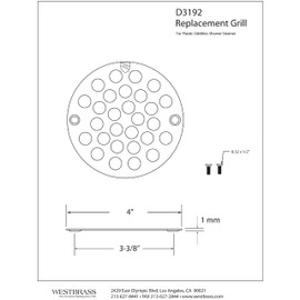 Westbrass D3192-26 4" OD Brass Shower Strainer Grid Drain Cover, 1-Pack, Polished Chrome