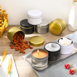 Moxweyeni 100pcs 4oz Candle Tins with Lids, DIY Metal Candle Container Tins for Making, Salves, Candy Favors, Spices, Crafts, Christmas Gifts - 4 Colors