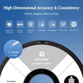 R QIDI TECHNOLOGY PLA Filament 1.75mm, 3D Printer Filament PLA Rapido, Suitable for High Speed Printing, 3D Printing Filament Fit Most FDM 3D Printers, 1 KG Spool (2.2lbs), White