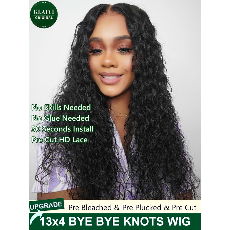 KLAIYI Water Wave Pre Everything Glueless 13x4 Lace Front Wigs