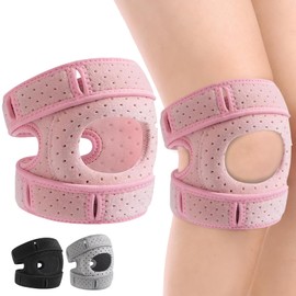 Wellknee Knee Brace for Women Men with Silicone Padding - Compression Sleeve for Men & Women - Joint Support that Massages & Boosts Circulation During Walking, Running & Exercise(Pink)