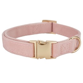 YUDOTE Ultra-soft Dog Collar Natural Cotton Corduroy Made for Large Dogs with Sensitive Skin,Dusty Pink