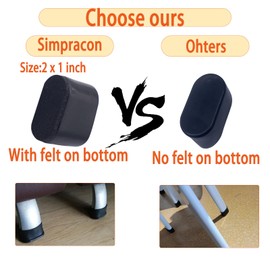 Simpracon Oval Chair Leg Caps with Felt Large Chair Leg Floor Protectors Furniture Pad Table Feet Covers for Hardwood Floors Prevent Scratches,No Noise (Black,8 Pcs 50 x 25 mm)
