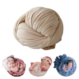 Coberllus Newborn Baby Photo Props Blanket Stretch Without Wrinkle Wrap Swaddle for Boys Girls Photography Shoot (Beige)