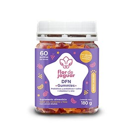 FLOR DE JAGUAR | DFN Gummies 60 pzs | Deliciosas Gomitas con Probióticos + Vitaminas y Minerales | Sabor mandarina, uva y fresa | Apoya tu bienestar diario con una mezcla de vitaminas y minerales esenciales, ideales para niños y adultos.
