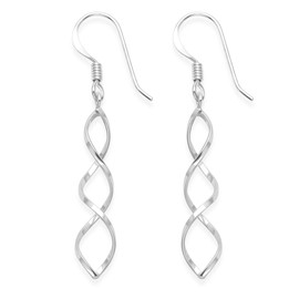 Heather Needham Sterling Silver Dangly Earrings - Double twist Plain Drop Earrings - SIZE: 28mm. Gift Boxed. 6197