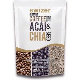 SWIZER Chia Seeds Coffee Healthy Instant Coffee Packets Single Serve 3 in 1 Mix Coffee Alternative with Chia Seed, Acai Berry With Creamer and Sugar (7 Sachet/Packet)