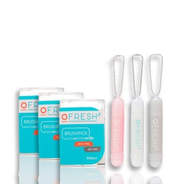 OFresh Brushpicks - Interdental Toothpicks for Oral Hygiene & Dental Care –Interdental Toothpicks Brushes - 300pcs (Pack of 3 + mini case with 18-pcs)