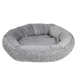Luminous Round Pet Bed, Soft Comfortable Velvet, Sparkling Rhinestones, Silver, 20" x 18", Sold Individually