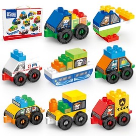 69 Pcs Cars Building Blocks Set for Toddlers and Kids, 8 Vehicles Set, Build Your Own Toy Cars, Compatible with Brand Name Building Bricks, Toy Building Set Birthday Gift for Boys and Girls