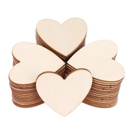ENLACE Wooden Hearts for Crafts, Pack of 50 5 cm Wooden Discs Wedding Decoration, DIY Handmade Wooden Hearts Decoration, Wooden Hearts for Wedding Guest Book Labelling Party Table Decoration