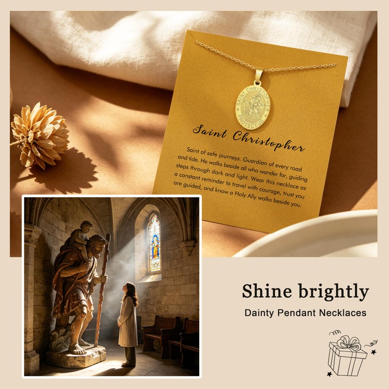 RZKING Saint Christopher Necklace for Women St Christopher Medal Jewelry