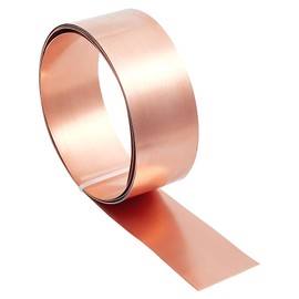 BENECREAT 6.56 FT Copper Sheet Roll, 2" Width 26 Ga, Unplated Pure Copper Strip Copper Flashing Metal Foil Plate for DIY Projects