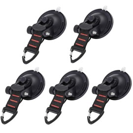 Suction Cups with Straps D Ring, Heavy Duty Suction Cups Anchor, Multipurpose Camping Sucker Cups Hooks for Home Outdoor Car Van Truck Awning Boat Tarp (5)