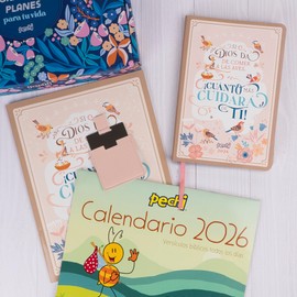 Pechi 2026 Gift Sets with inspirational Bible verse day planner, monthly planner and Calendar. Spiral or flexibound planners. (Brown Pink Flexi)