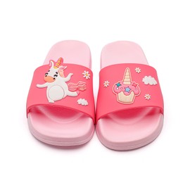 MEMON Toddler Little Kids Dinosaur Beach/Pool/Shower Slides/Anti-Skid Home Bath Slippers/Cute Summer Outdoor Shoes for Girls and Boys(ME2202-pnk-16) Pink5