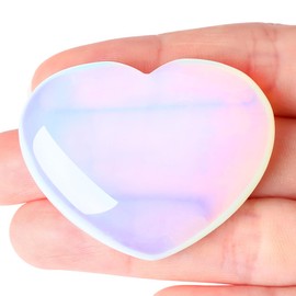 XIANNVXI 45mm 1.8" Opal Crystal Heart Stone Natural Crystal Gemstone Polished Love Puff Palm Massage Stone Reiki Crystal