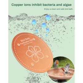 Bird Bath Purification Disc Pure Copper Backyard Outside Solar Power Wild Hummingbird Pedestal Fountain Cleaner Outside Humming Feeder Cage Dispenser Heater Ground Safe Garden Deal Lover Women Gift