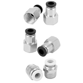 QWORK 20 Pack Pneumatic Push to Connect Air Fittings, 1/4 Inch Tube OD x 1/4 Inch NPT Male + Female Threads, for Air Lines