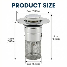 Houlishu 2PCS Pop Up Bathroom Sink Drain Strainer with Removable Stainless Steel Hair Catcher Basket