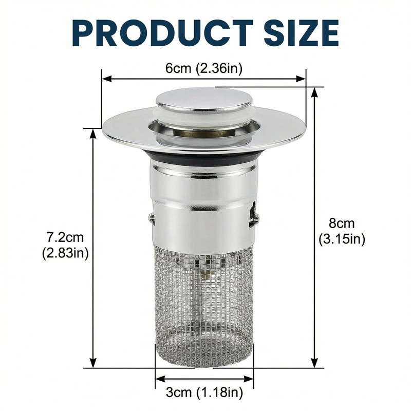 Houlishu 2PCS Pop Up Bathroom Sink Drain Strainer with Removable