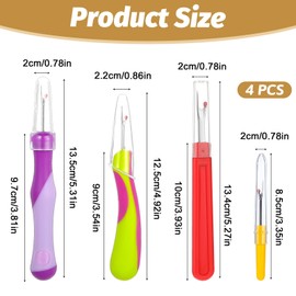 4 PCS Sewing Seam Rippers Needle and Thread Seam Ripper Ergonomic Grip Thread Stitch Remover Tool Sewing Stitch Cutter Ripper Unpicker for Crafting Notions Quilting Hem