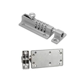 Sliding Bolt Door Lock (COMBI4) - 4-Wheel Combination Bolt Door Lock - Weatherproof Die-Cast Housing - Tamper-proof Slide Bolt - High Security Gate Lock for Home and Garages (Grey-1)