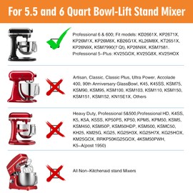 Flex Edge Beater for KitchenAid 6 QT Bowl-Lift Stand Mixer with 2 Kitchen Accessories, Flat Beater Paddle with Flexible Silicone Edges Bowl Scraper, Kitchen Aid Mixers Accessories