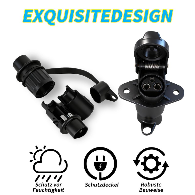 Yuanjoy 12 V 24 V Car Trailer Plug Socket 3-Pin