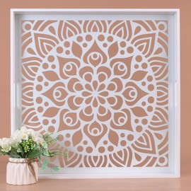 LINKOVE Wooden Extra Large Serving Tray with Handles,Wood Couch Ottoman Tray for Living Room, Decorative Tray for Coffee Table Kitchen Counter, Candle Perfume Tray Displayed for Bedroom