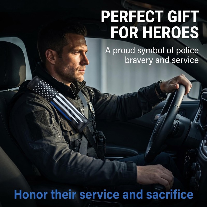 Prestrix Thin Blue Line Seat Belt Strap Cover Pad, Shoulder