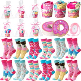 Chuarry 12 Pairs Funny Donut Socks Christmas Cupcake Socks Bulk for Women Christmas Gifts DIY Donut lce Cream Cupcake Socks for Stocking Stuffers Xmas Holiday Teacher Colleague Gifts