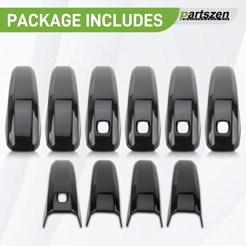 partszen Door Handle Cover Fits Gloss Black for GMC Sierra