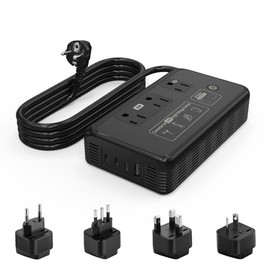 Mapambo 2000W 220V to 110V Converter for Hair Dryer, Voltage Converter US to Europe, Converter for European Travel with Type G C I L, Universal Travel Adapter with 2 USB-C 2 USB-A (Black)
