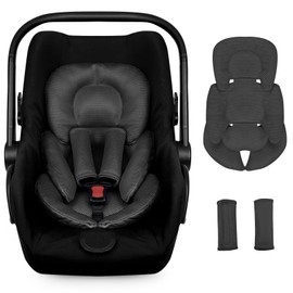 Infant Car Seat Insert for Newborn Girls Boys, Summer Mesh Baby Carseat Head Support with Strap Pads, Soft Reversible Baby Car Seat Insert Cushion Pad for Car Seat, Stroller, Bouncer, Swing, Black