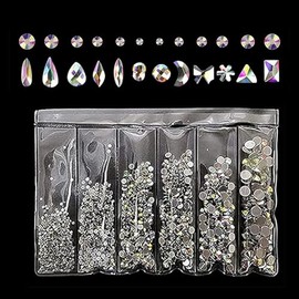 1500 Pieces Rhinestones Nails, Glitter Stones Nails, Rhinestones, Crystal Nails Rhinestones Set for Nail Clothing, DIY