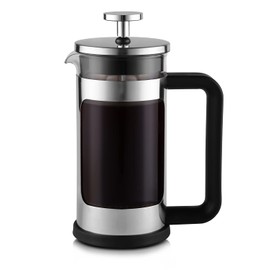 wedrink French Press 350 ml Stainless Steel, French Press Filter for Coffee Tea, Stainless Steel Housing and Borosilicate Glass Container with Triple Stainless Steel Filter - Silver