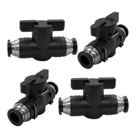 BesNPT 1/4" x 1/4" OD Pneumatic Ball Valve Push to Connect Fittings Air Flow Control Valve Straight Quick Connect Union (Pack of 4)