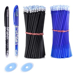 44pcs Erasable Refill Refills, Blue, 0.5 mm Refills for Pens, Erasable Ballpoint Pen, with 2 Erasers and 3 Erasable Gel Pens for Office Supplies, Ideal for Notes and Sketches