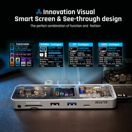 DOCKCASE Explorer Edition USB C Hub (10-in-1) with 4K@60Hz HDMI and DP, Gigabit Ethernet, 1 USB-C and 3 USB-A Ports, 100w PD Power Delivery, UHS-II TF/SD Card Slot for MacBook Air/Pro, XPS, and More