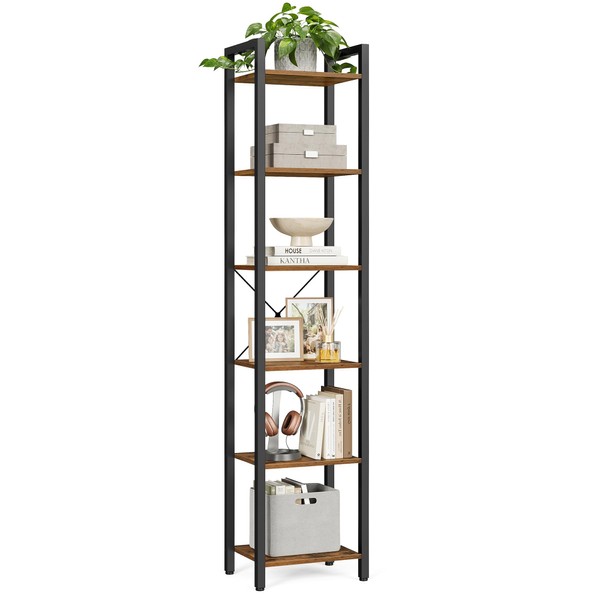 VASAGLE VASAGLE 6-Tier Bookshelf, Bookcase with Steel Frame, Book Shelf