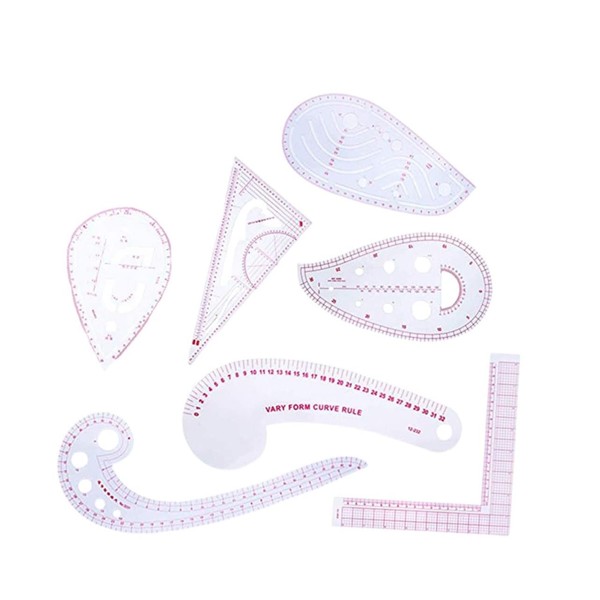 TEHAUX 7 Pcs Multi Functional Sewing Ruler Set Acrylic Measuring