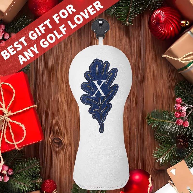Golf Maple Leaves Head Cover Golf Club White Leather Headcovers