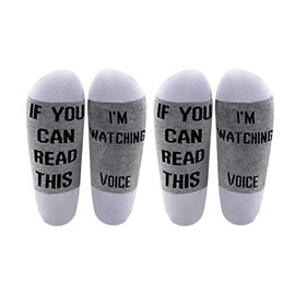 LEVLO Voice Inspired Gift If You Can Read This I'm Watching Voice Cotton Socks Voice Show Fans Gift (2 Pairs/Set)